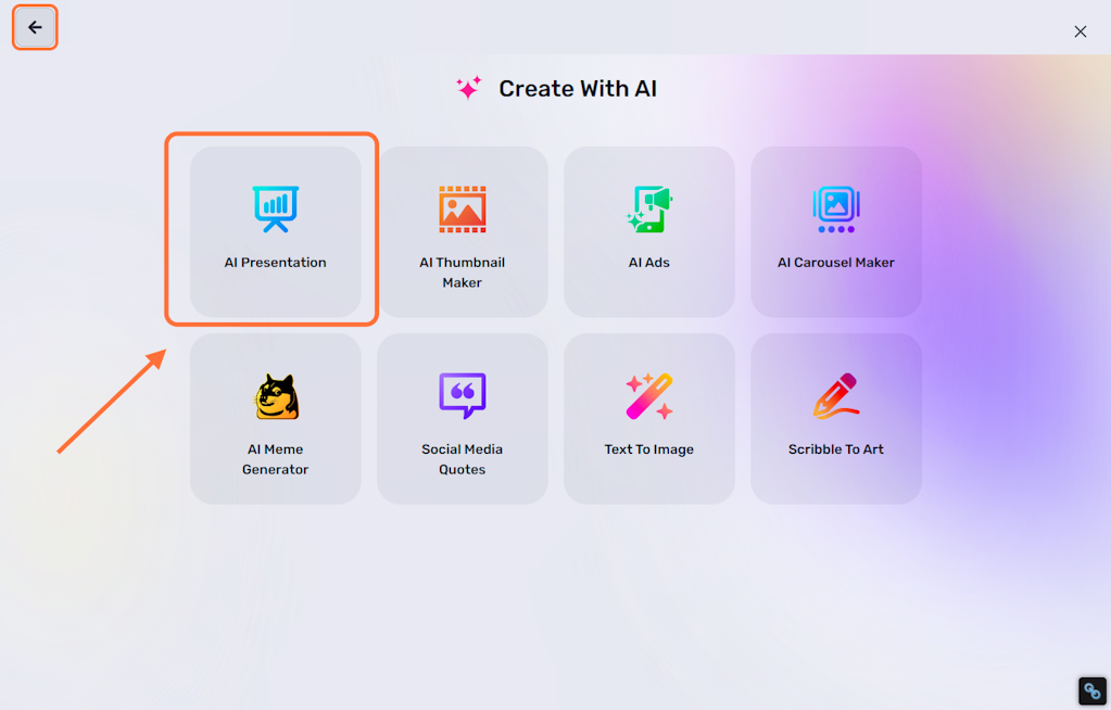 Click on Create With AI presentation