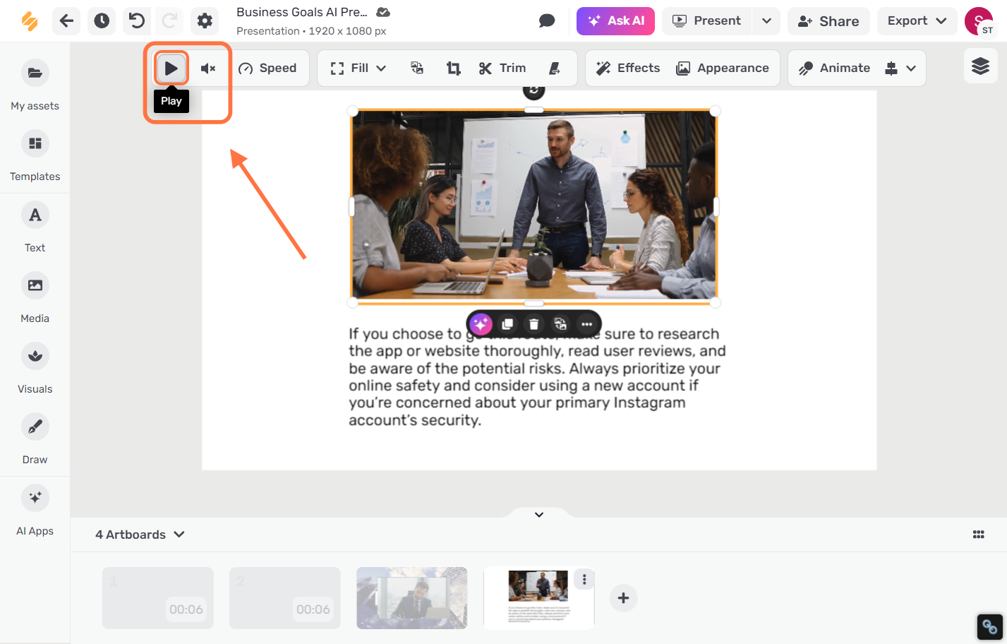 how to insert video on powerpoint presentation play and volume