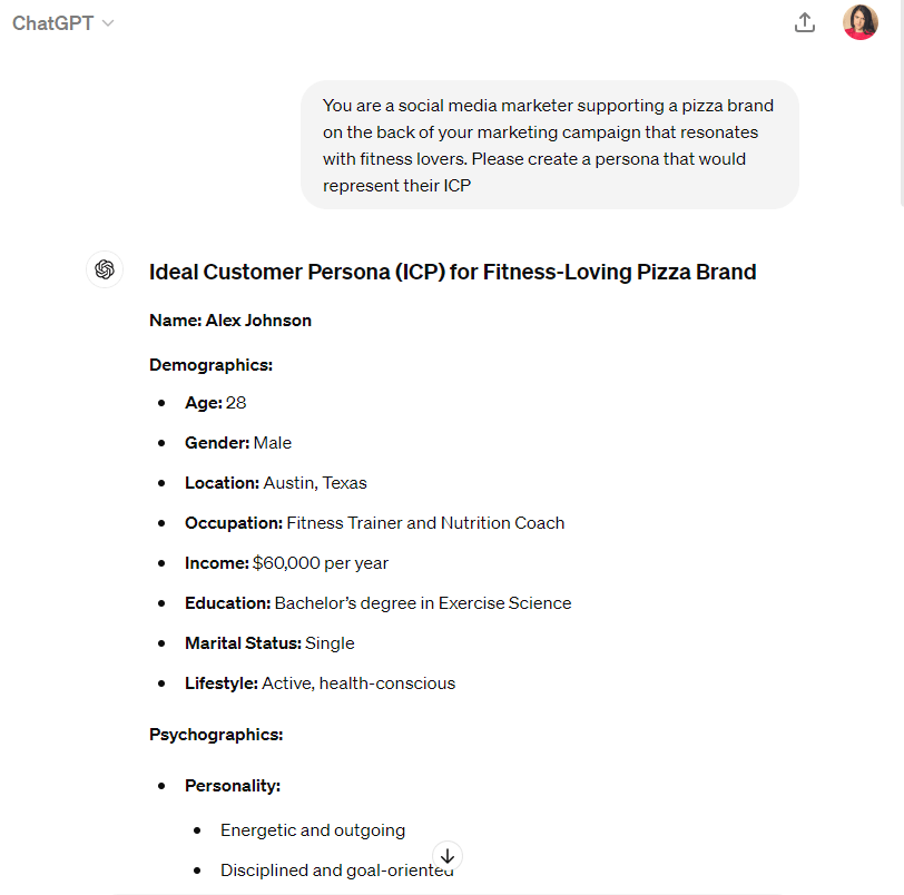  ChatGPT to come up with a persona