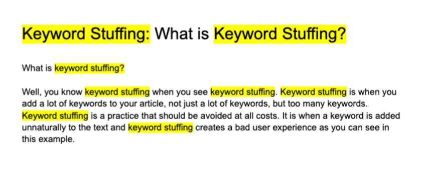 Avoid Keyword Stuffing