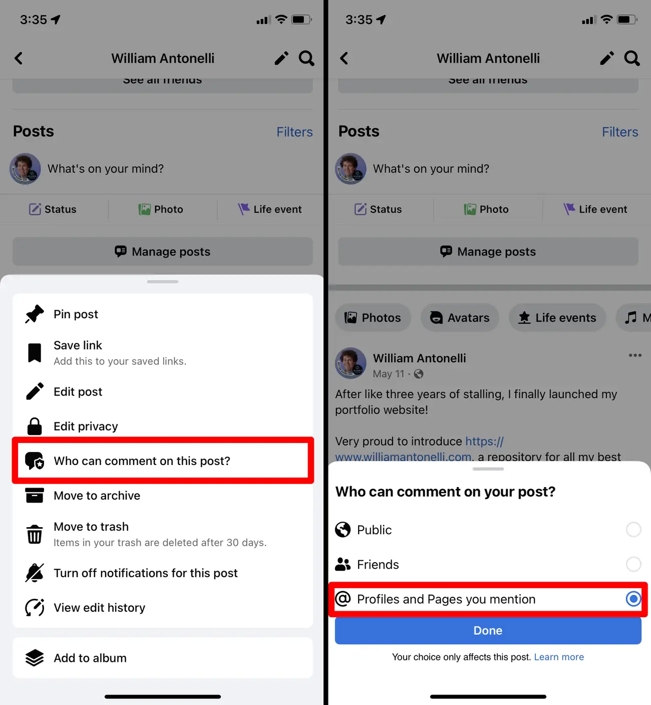 Disable Comments on Facebook