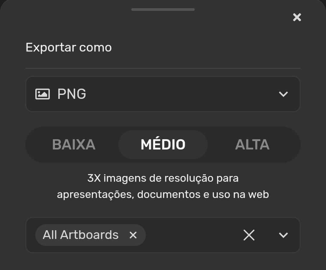 Exporte seu design