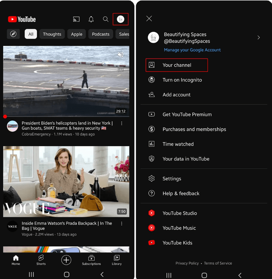 Open the YouTube App