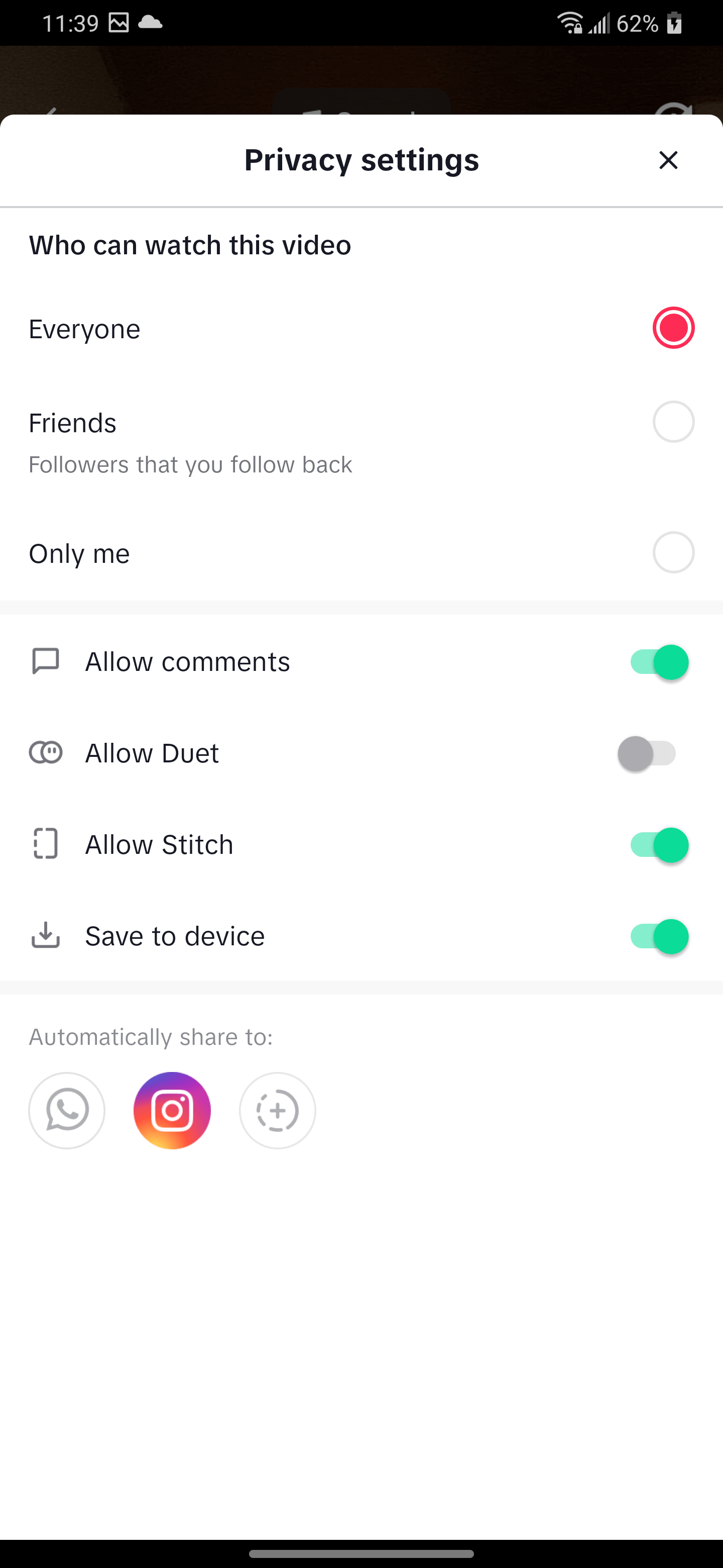 Privacy settings