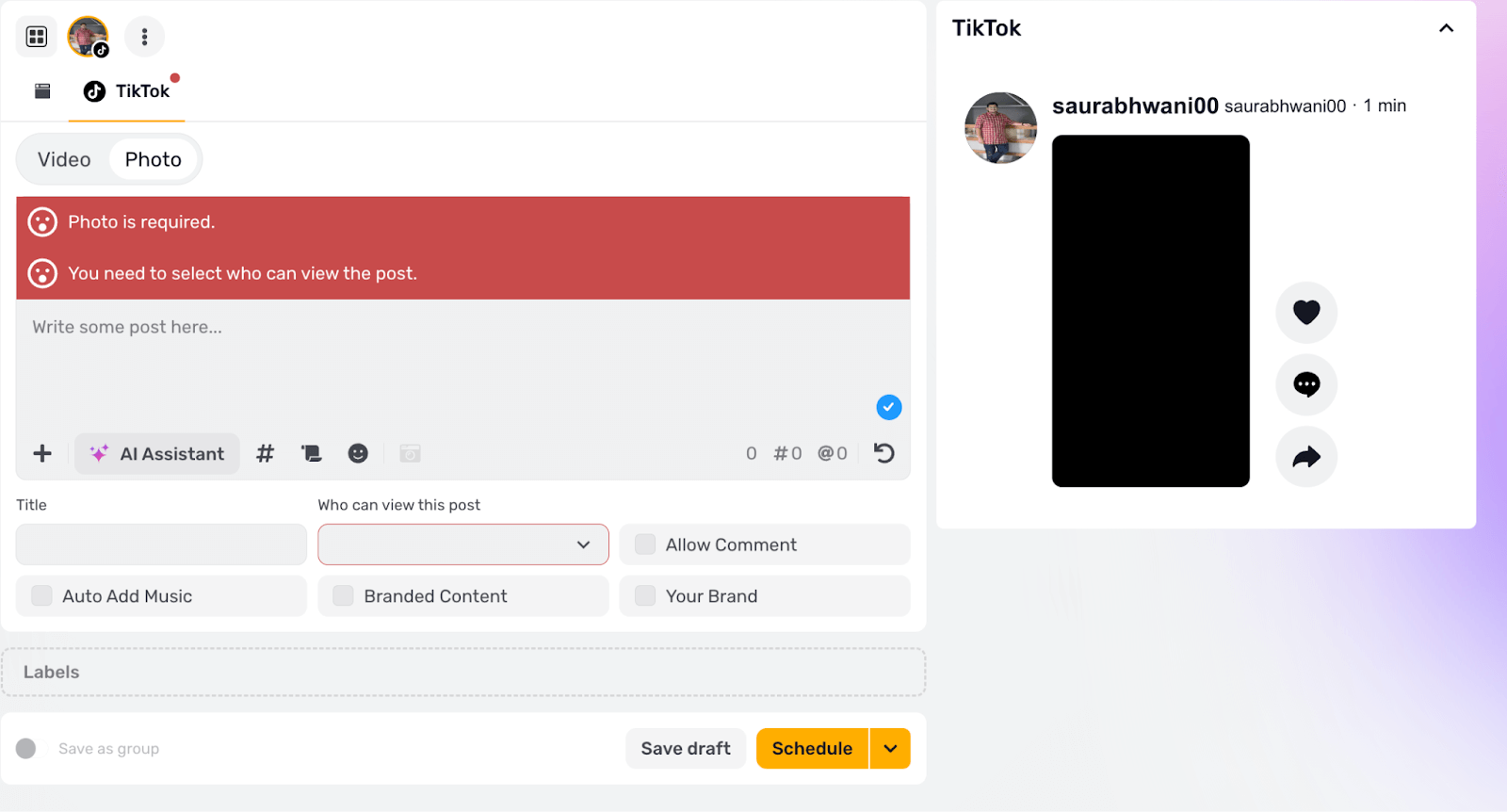 Schedule Your TikTok Posts