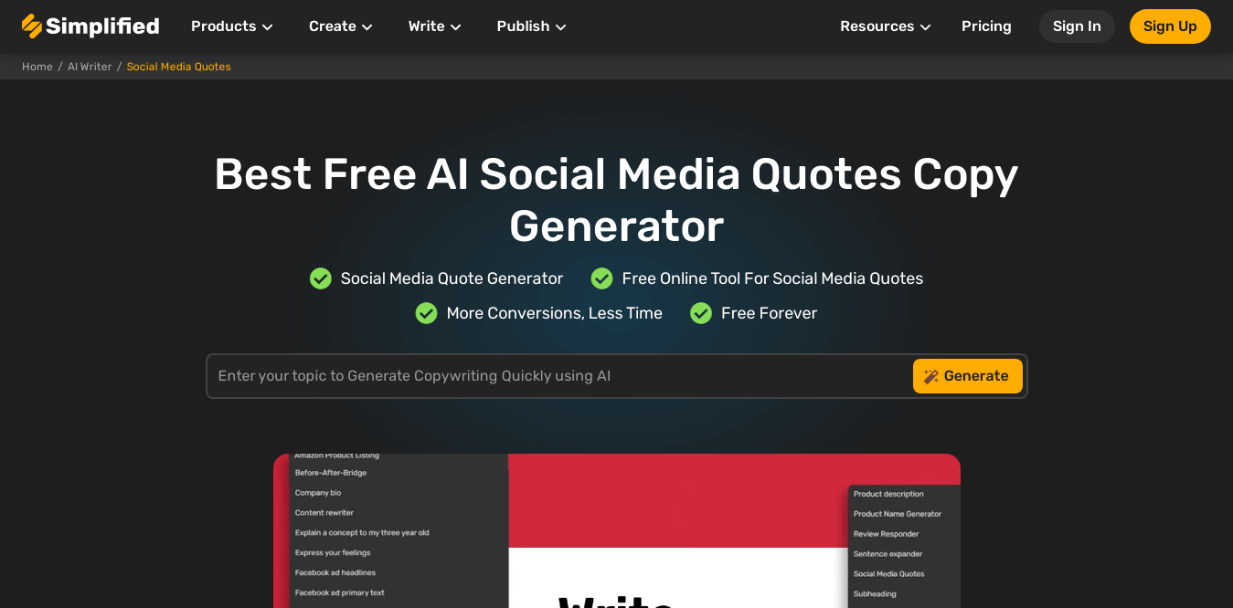 Simplified Free AI Copywriter