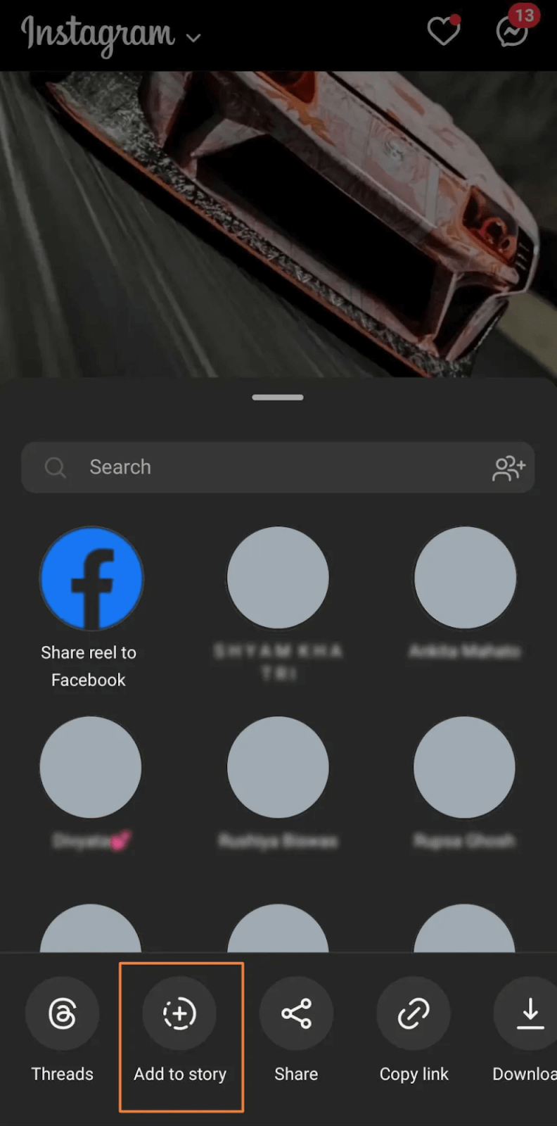 Tap on the Share Icon