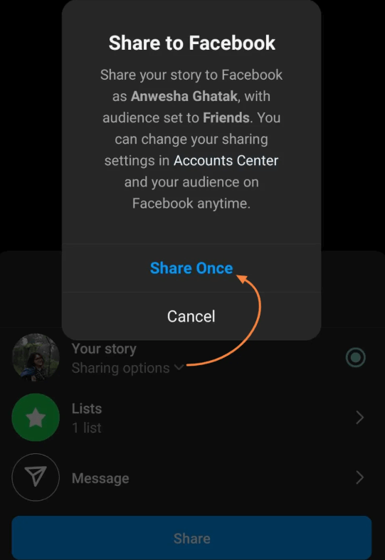 Select the Share Once option