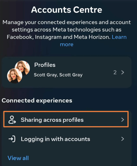 Sharing across profiles