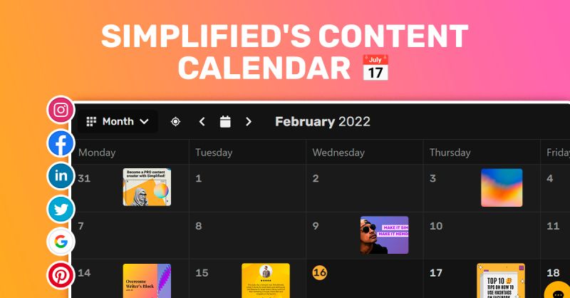 Simplified content calendar