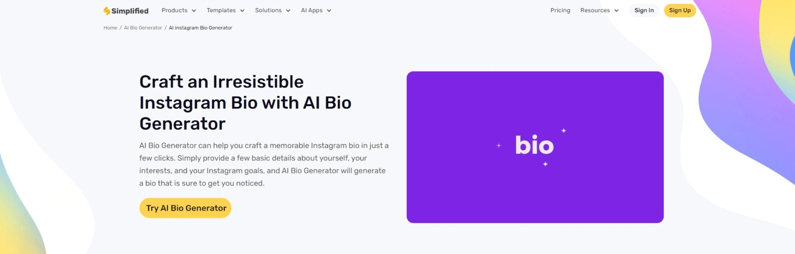 Simplified AI Bio Generator