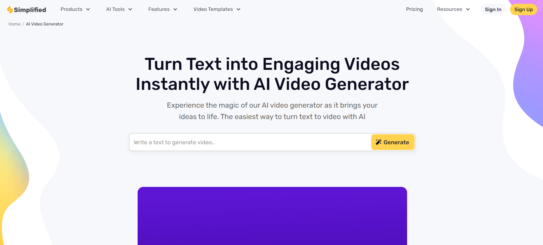 Simplified AI Video Generator