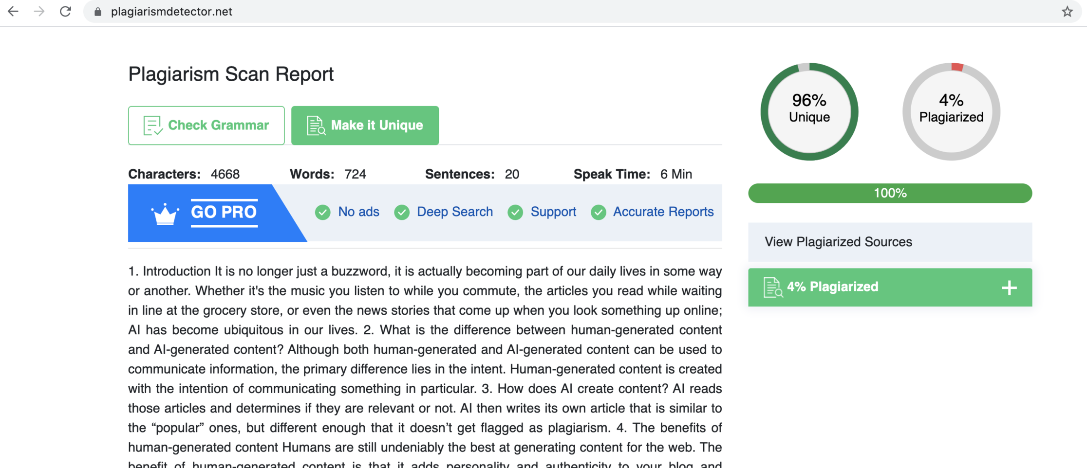 Simplified generated text plagriarism report Simplified generated text plagriarism report-ai content assistant