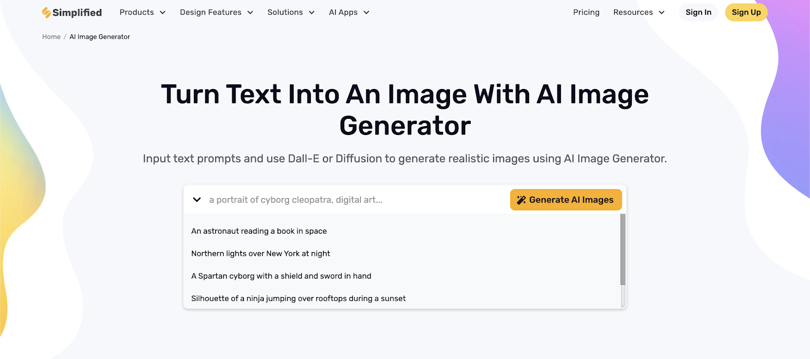 Simplified image generator