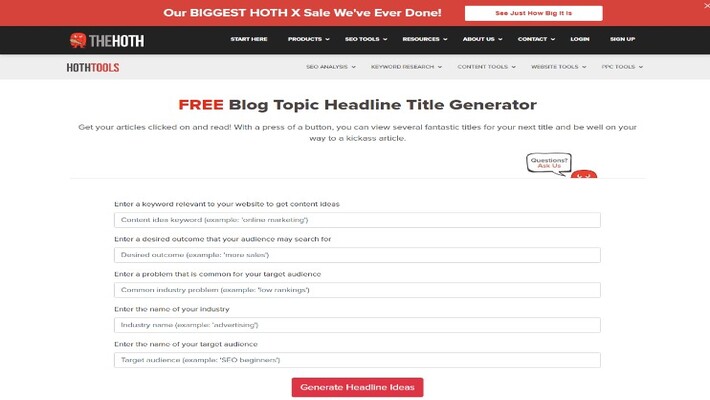 The HOTH Headline Generator The HOTH Headline Generator
