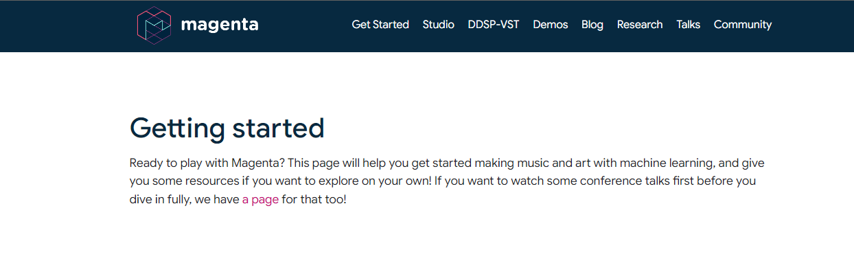 a screenshot of the magenta ai tool homepage