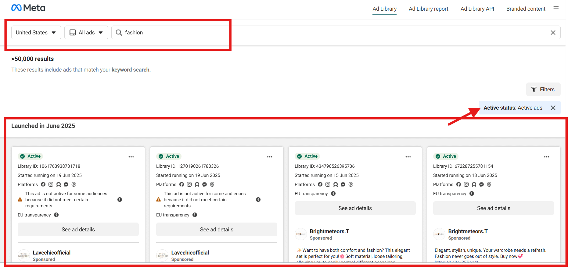 active ads on meta ad library