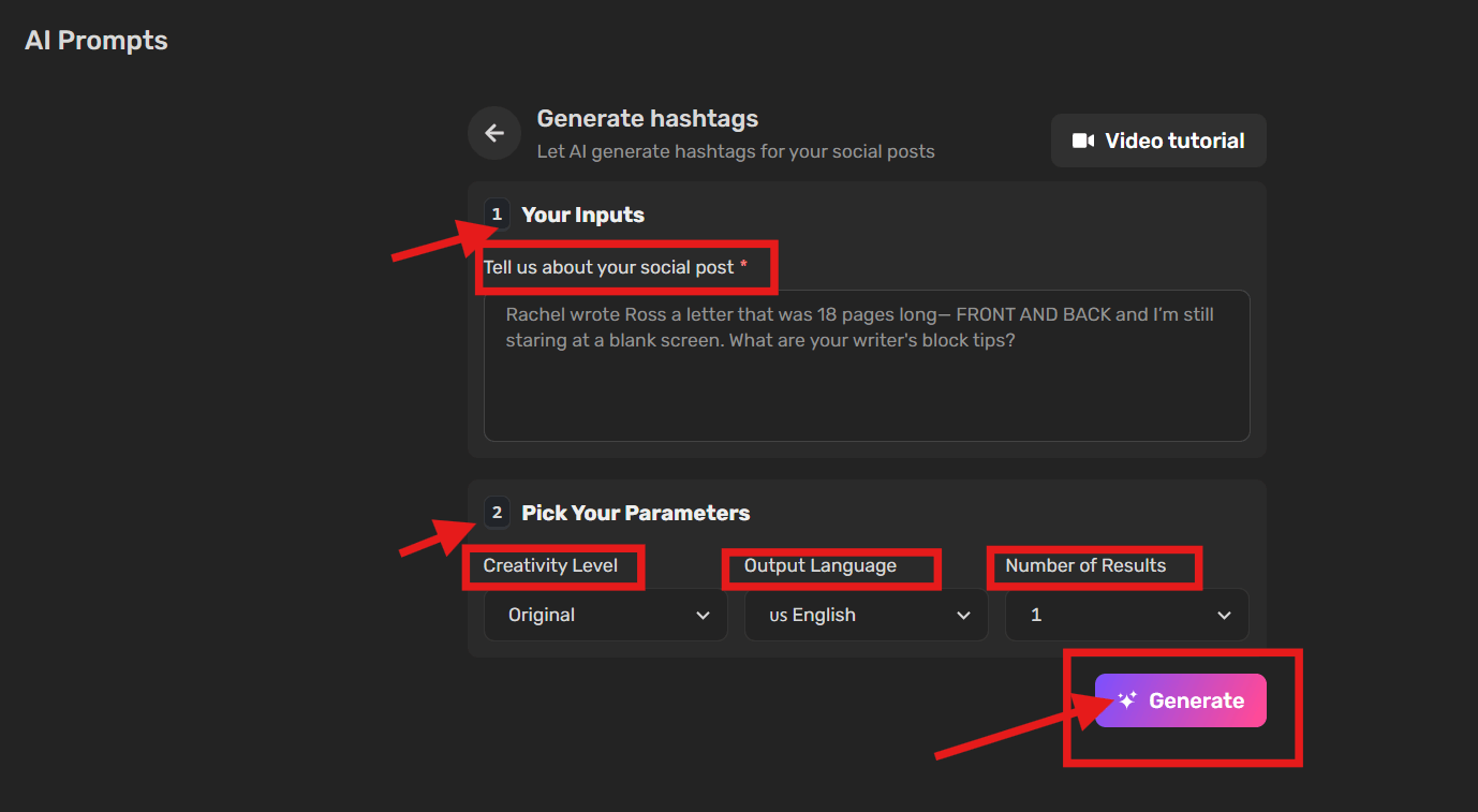 AI Hashtags Generator Tool