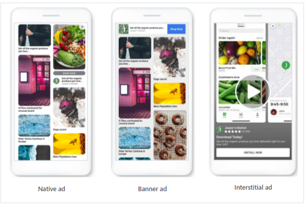 facebook native, institutional and banner ad size