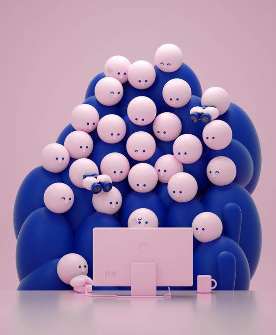 blue bodied heads and pc illustration blue bodied heads and pc illustration
