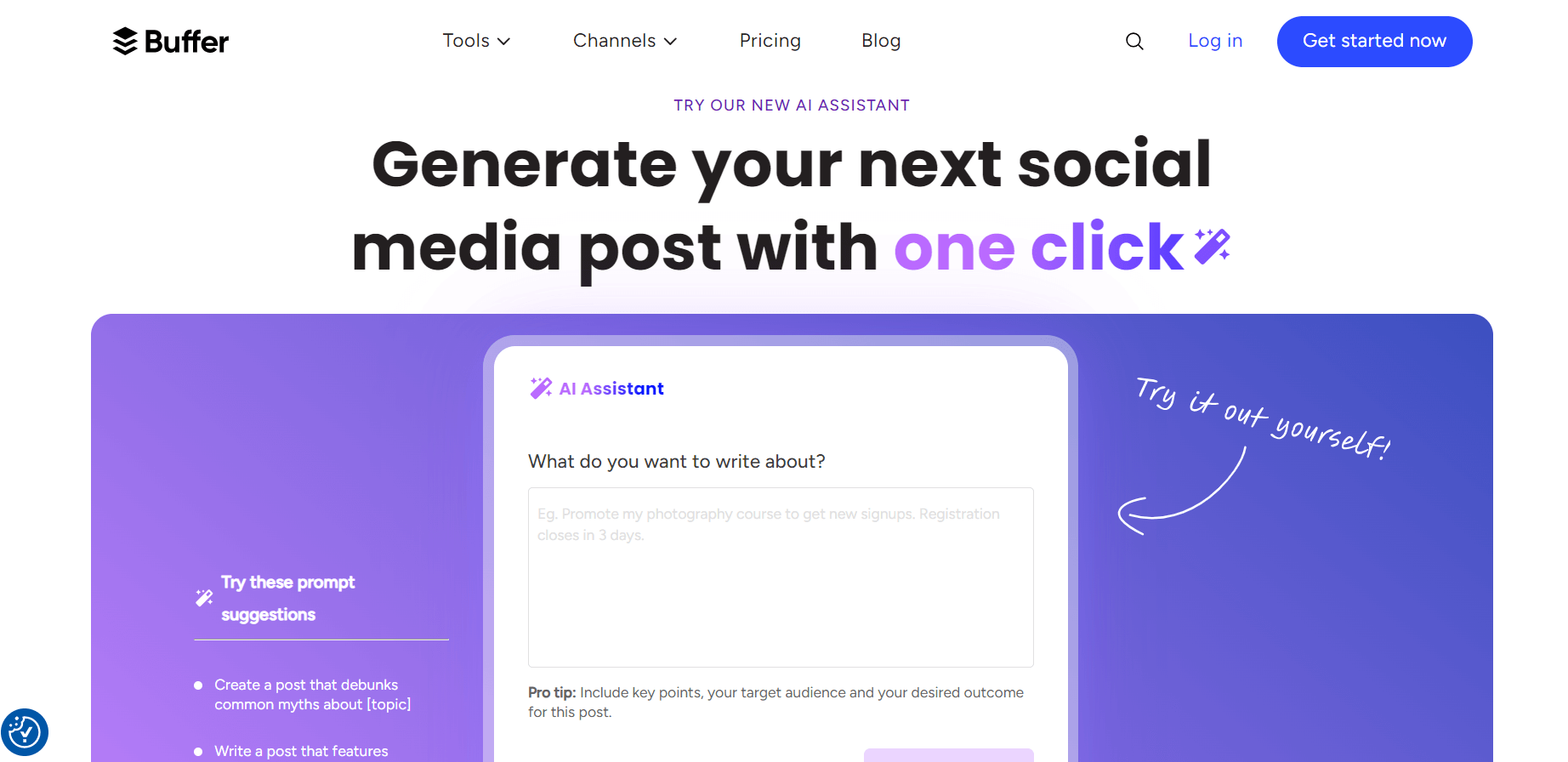 Buffer ai social media post generator