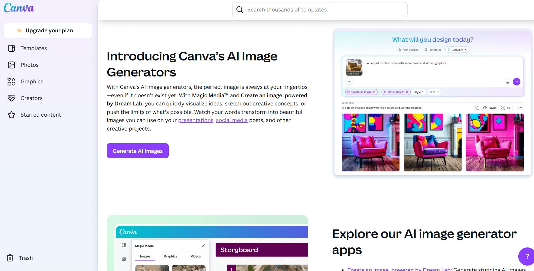 Canva AI Image generator