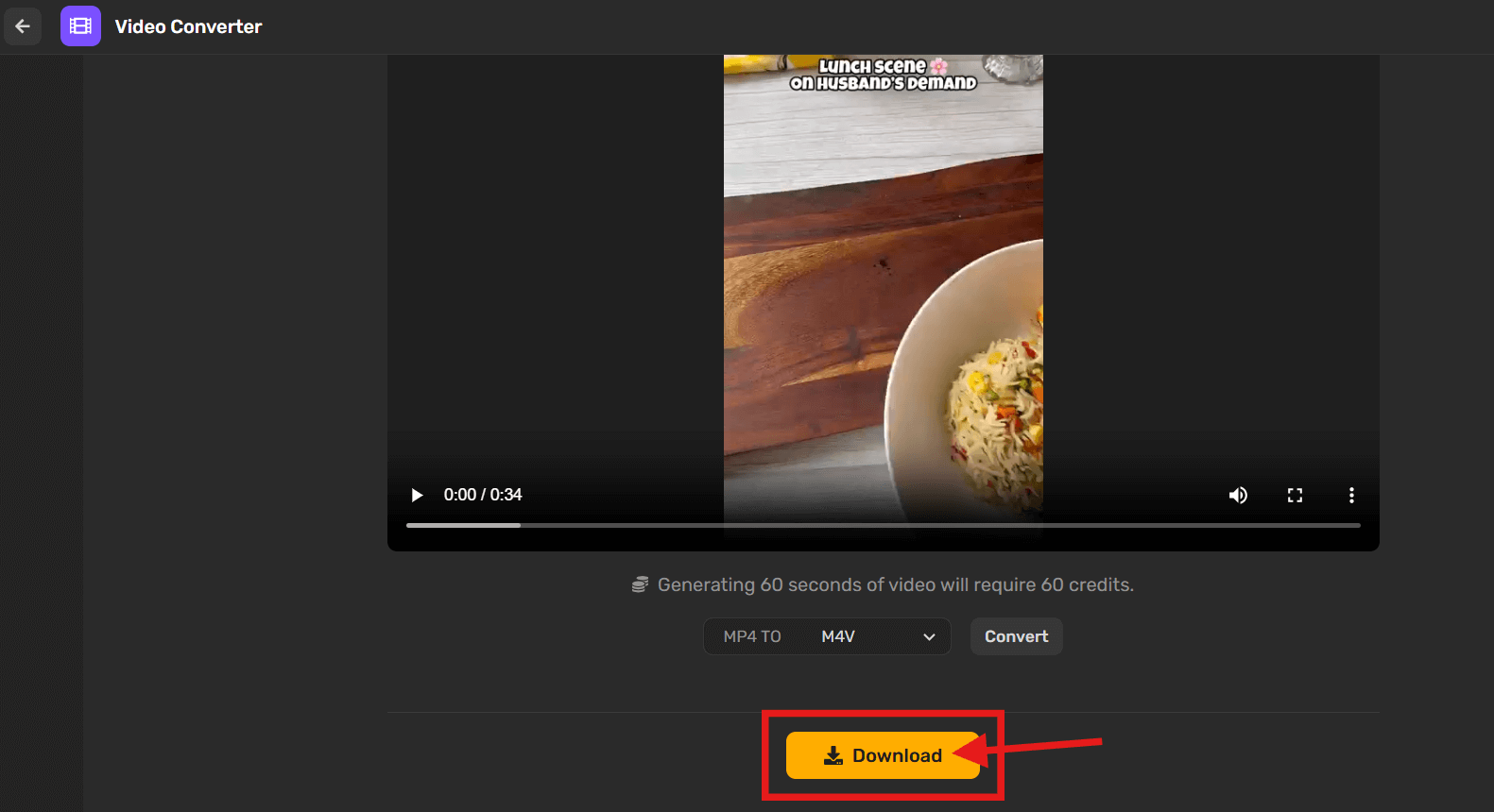 Click on "Download" Video