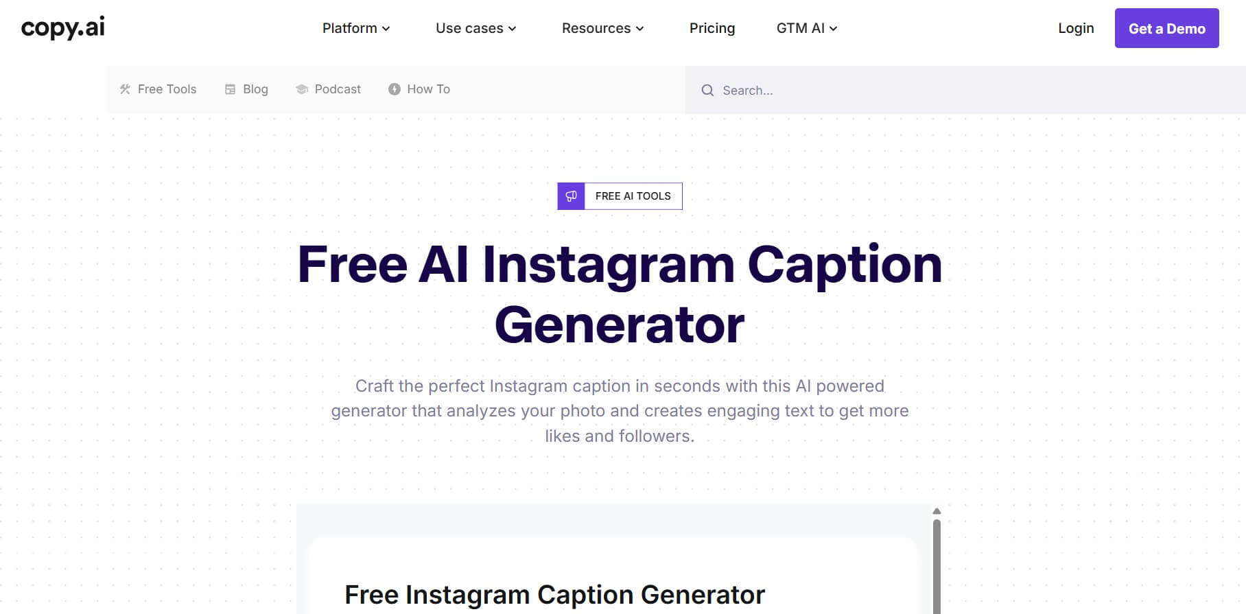 Copy.ai Instagram Caption Generator