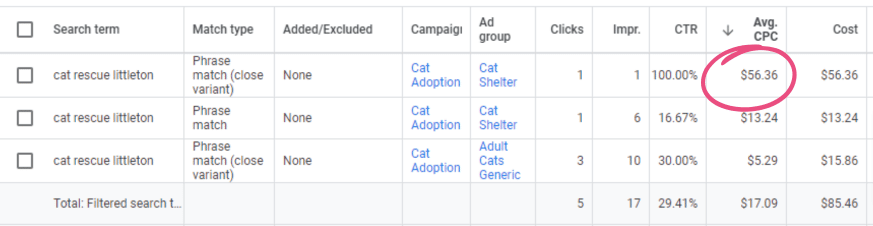 Cost-per-click Cat Example