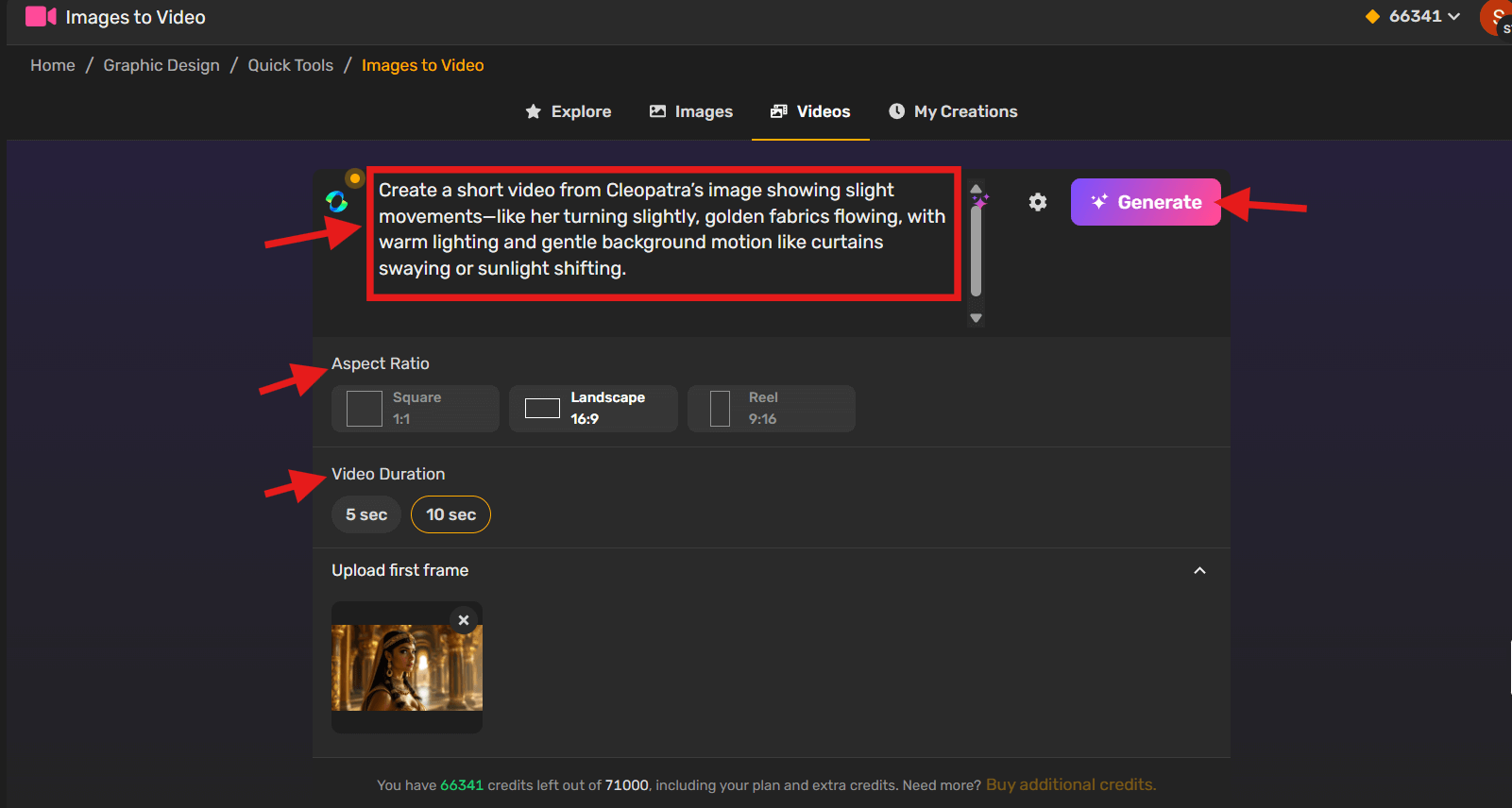 Upload an Image, Enter a Prompt, and Choose Video Settings