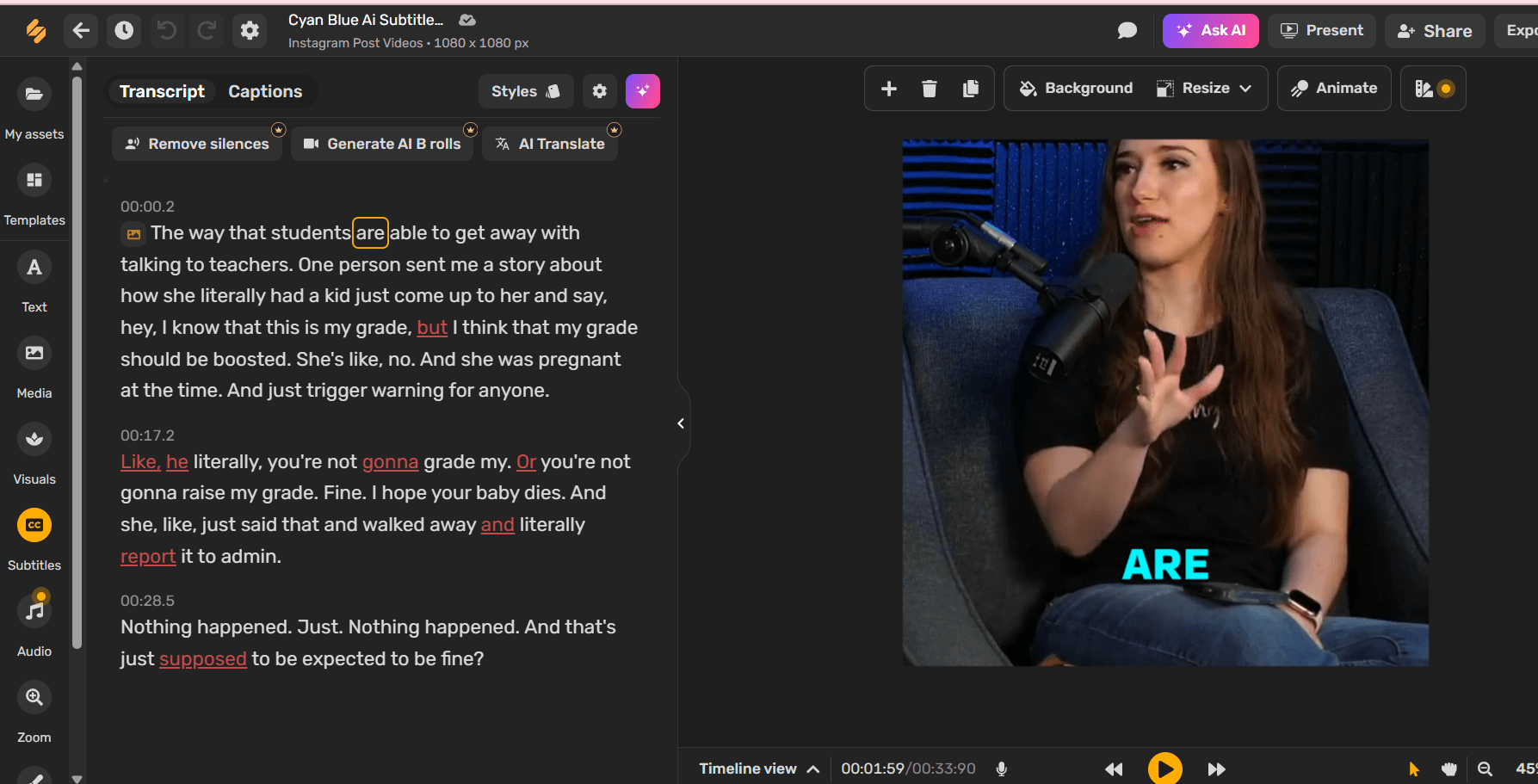 Generate and edit the transcript