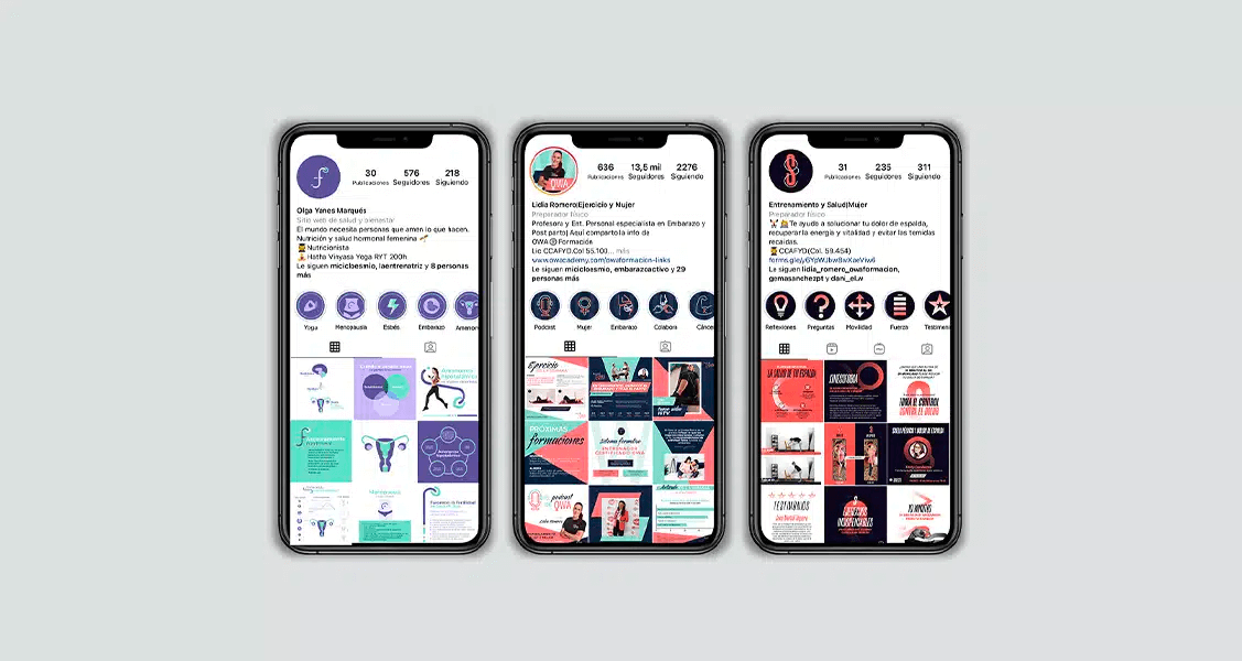 ejemplos de feeds de instagram basados en colores