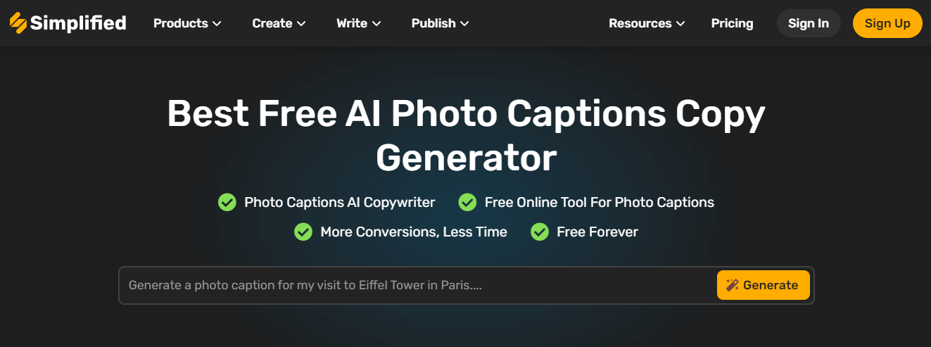 Simplified's Free Facebook Caption Generator