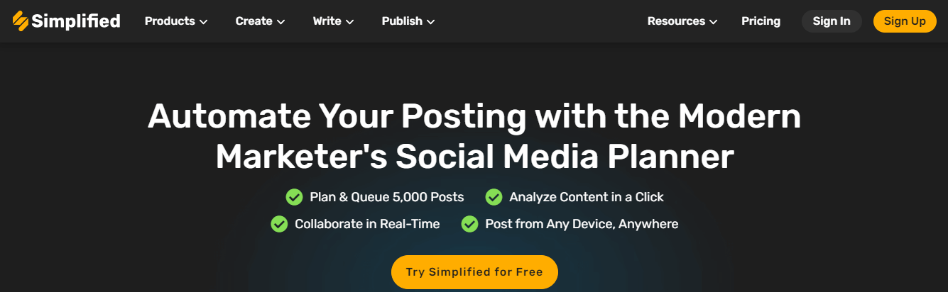 Simplified’s social media planner