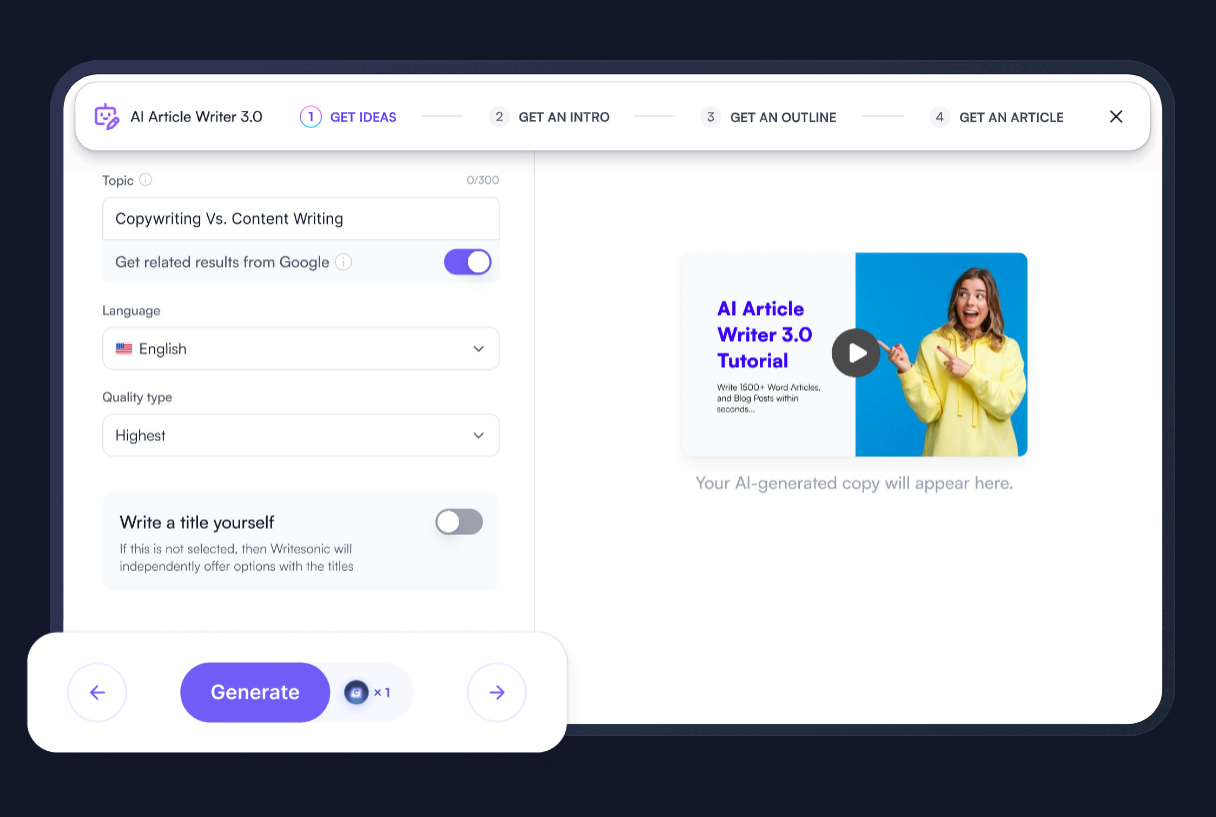 Writesonic AI Copywriting Tool