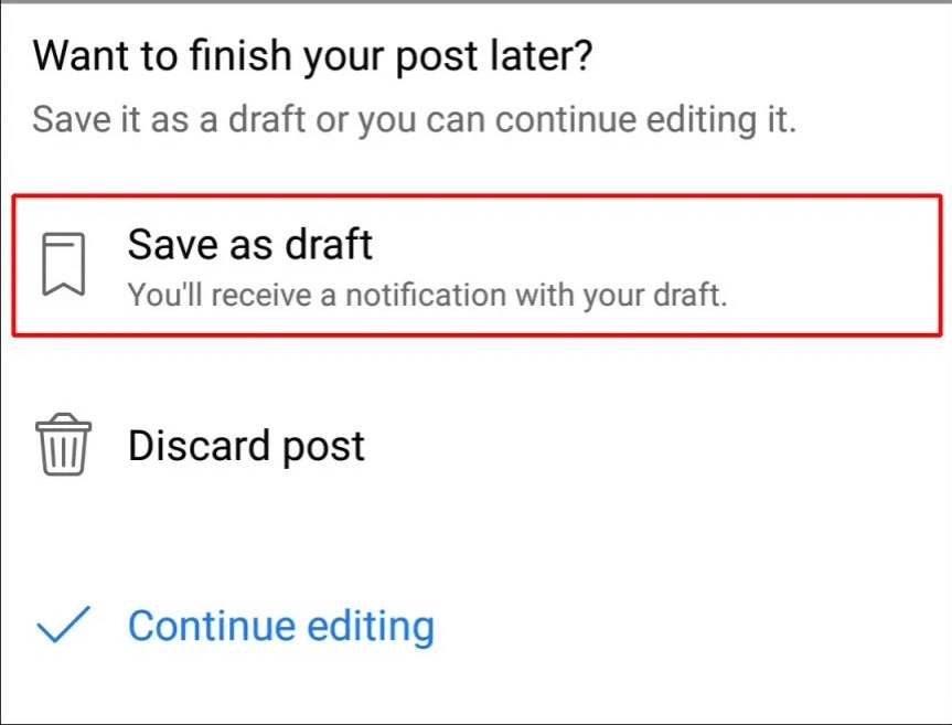 Save as draft