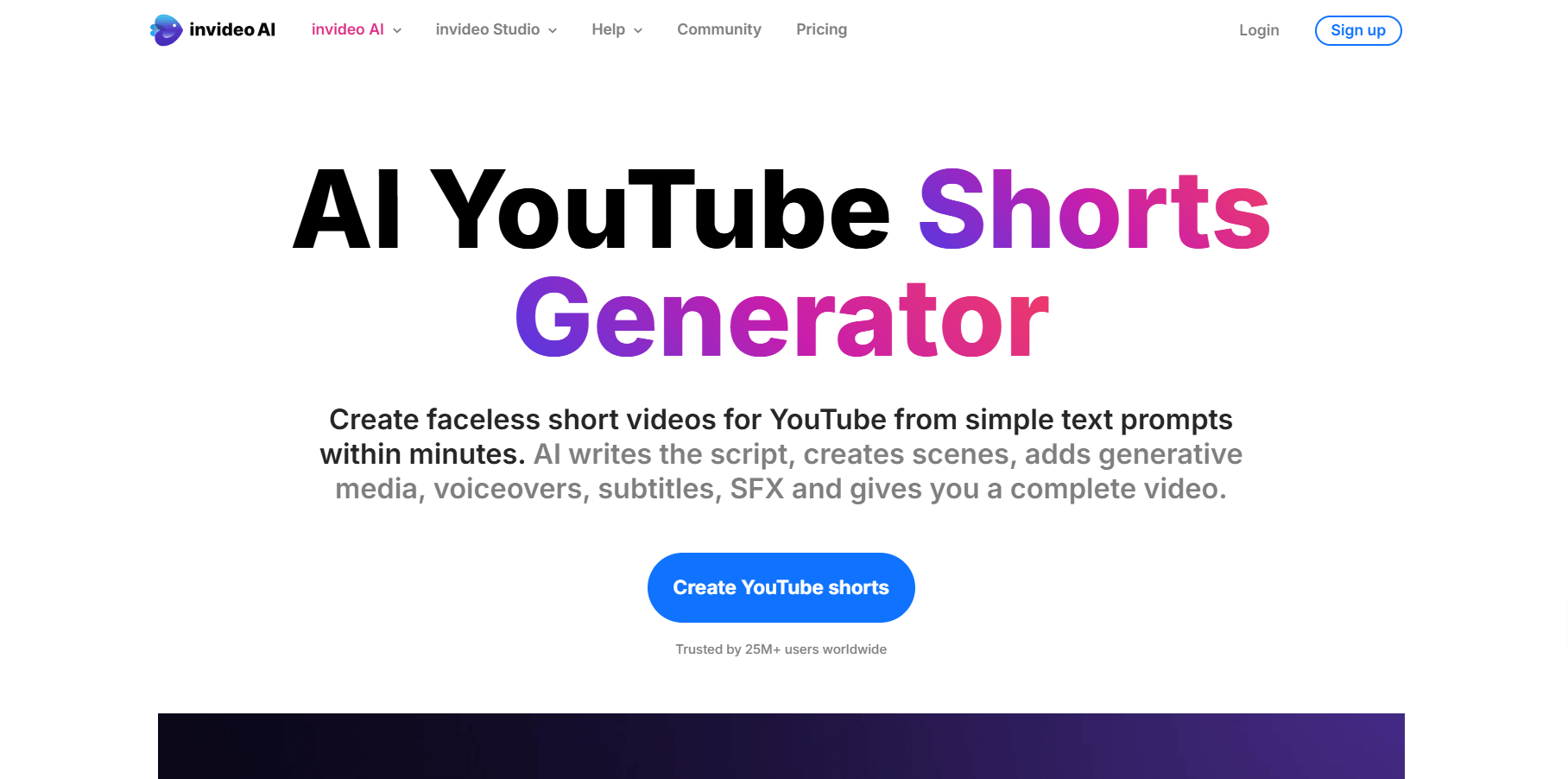 Invideo YouTube Shorts generator