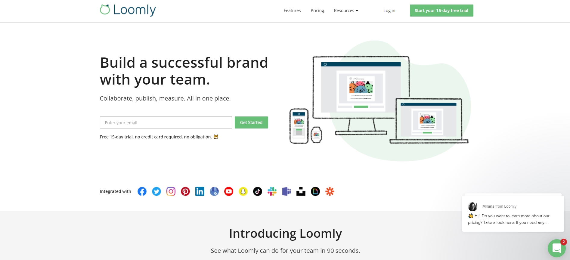 Loonly's Landing page