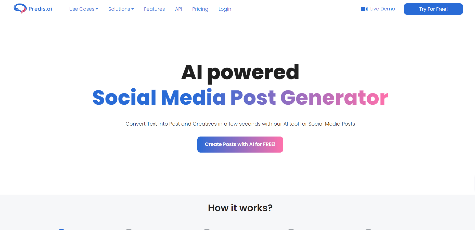 Predis.ai social media post generator