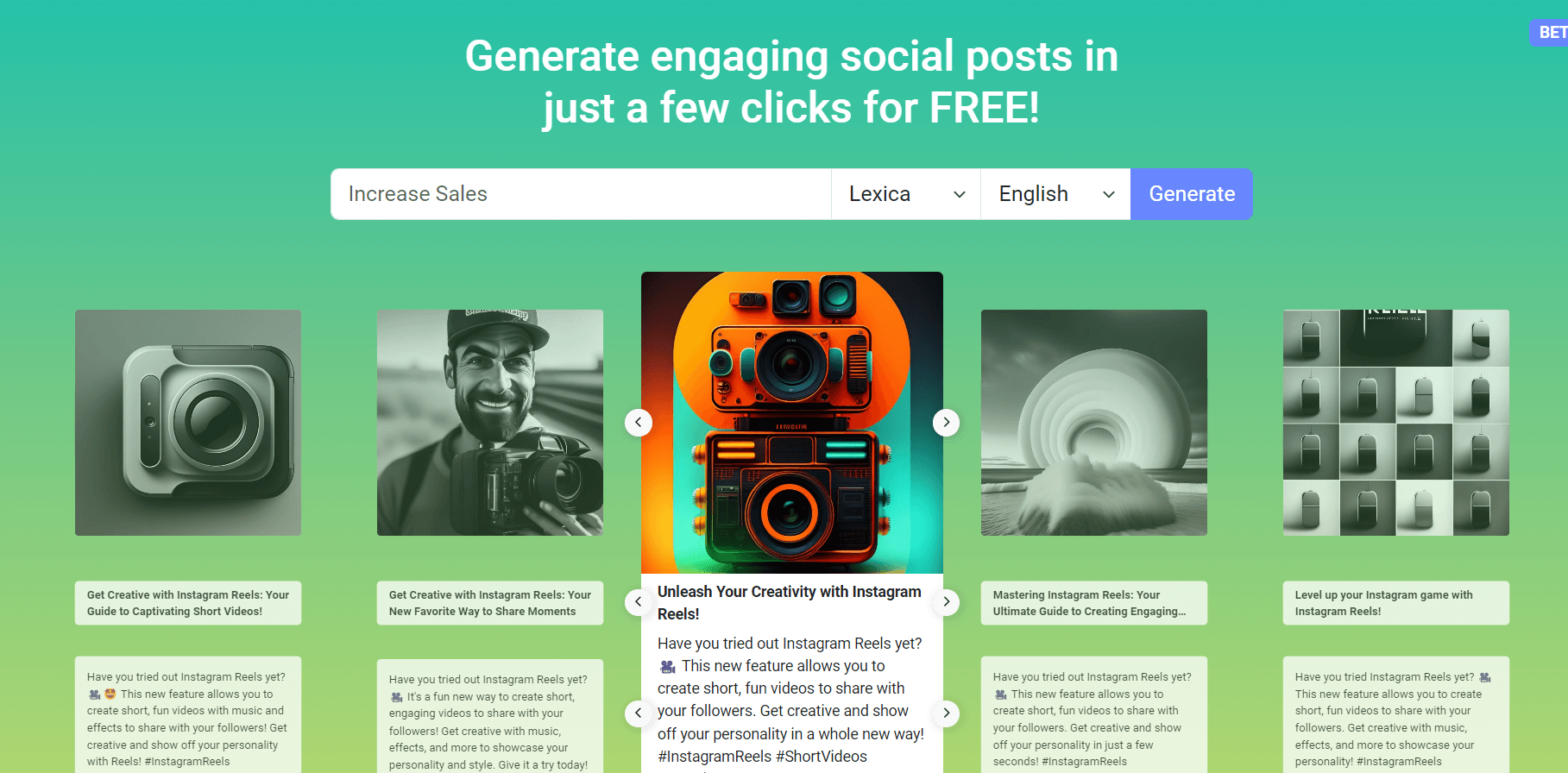 Radaar.io social media post generator