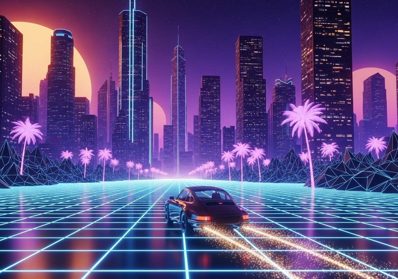 Simplified AI Generated Image in Retro-Futurism Style