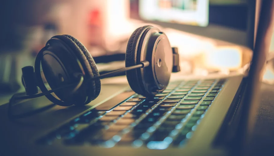 Headphones on a laptop