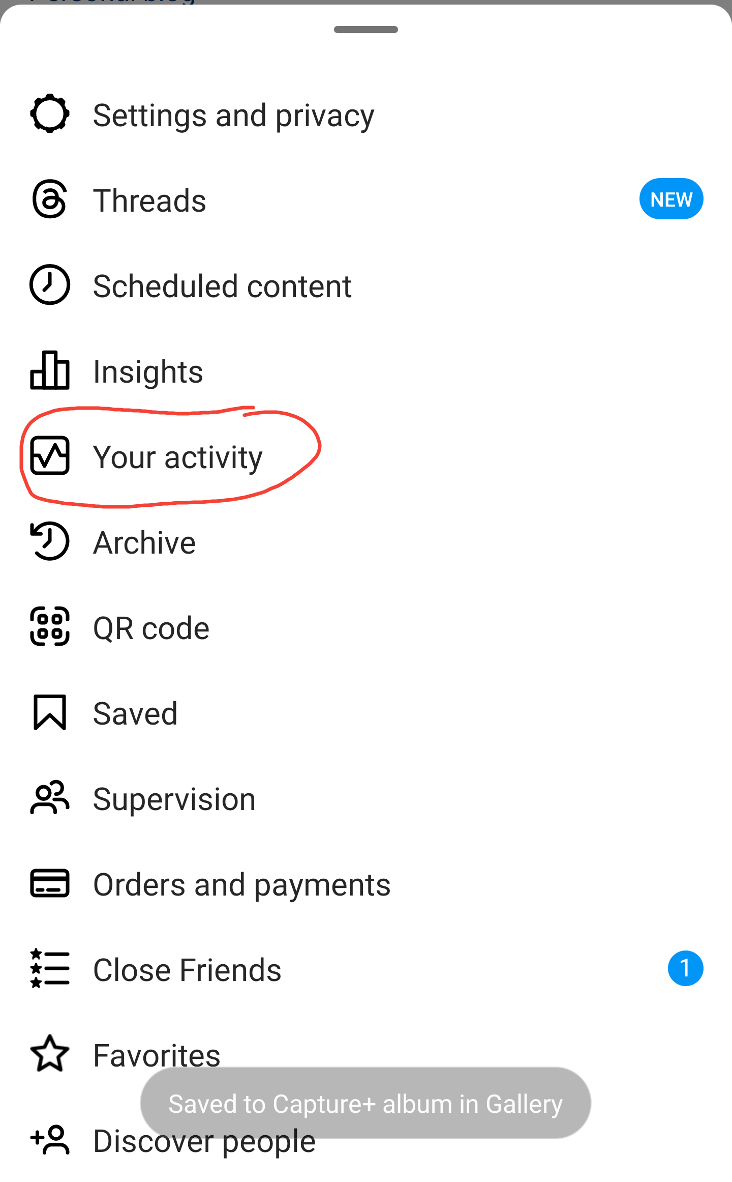 select "Your Activity"