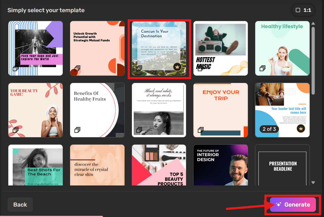Choose a Template and Generate