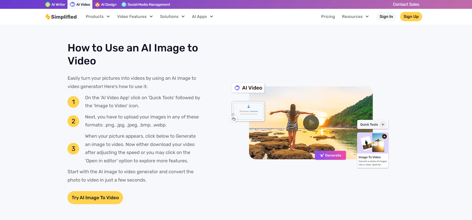 Simplified ai image to video