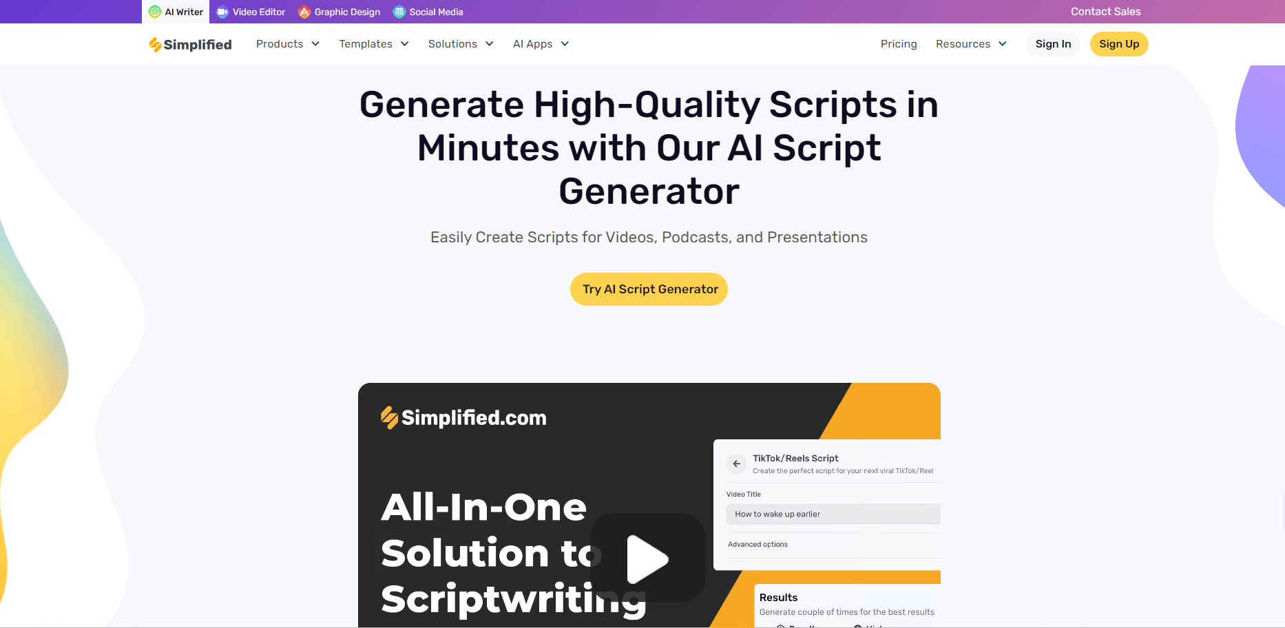 Simplified AI Script Generator