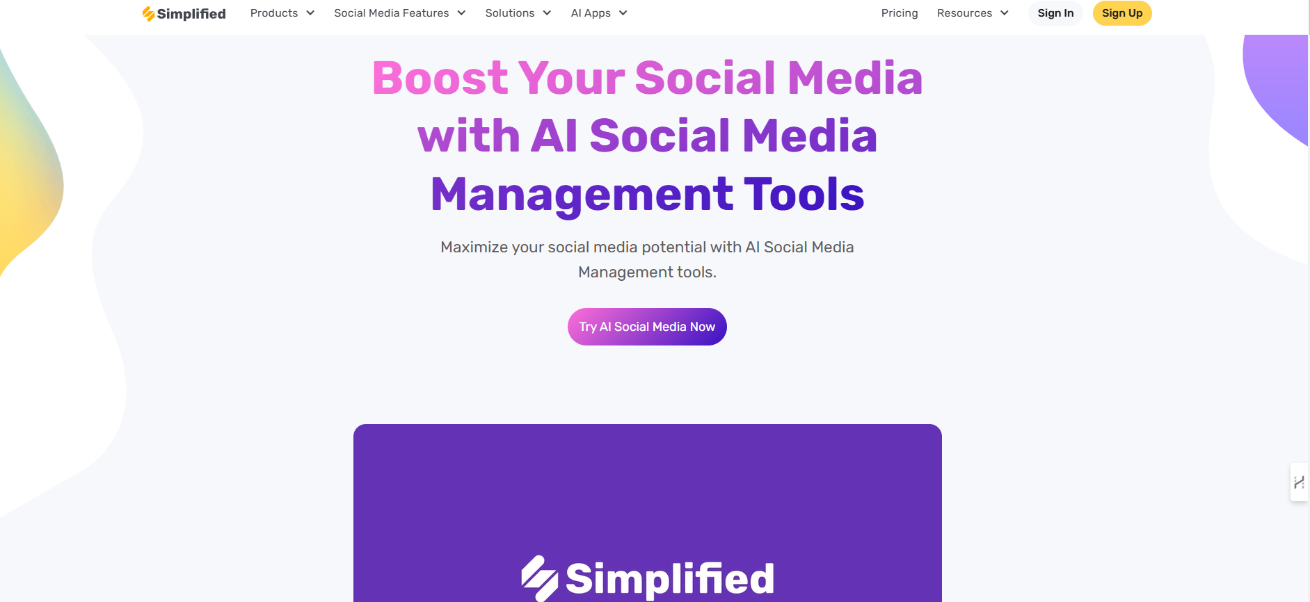 Simplified AI Social Media