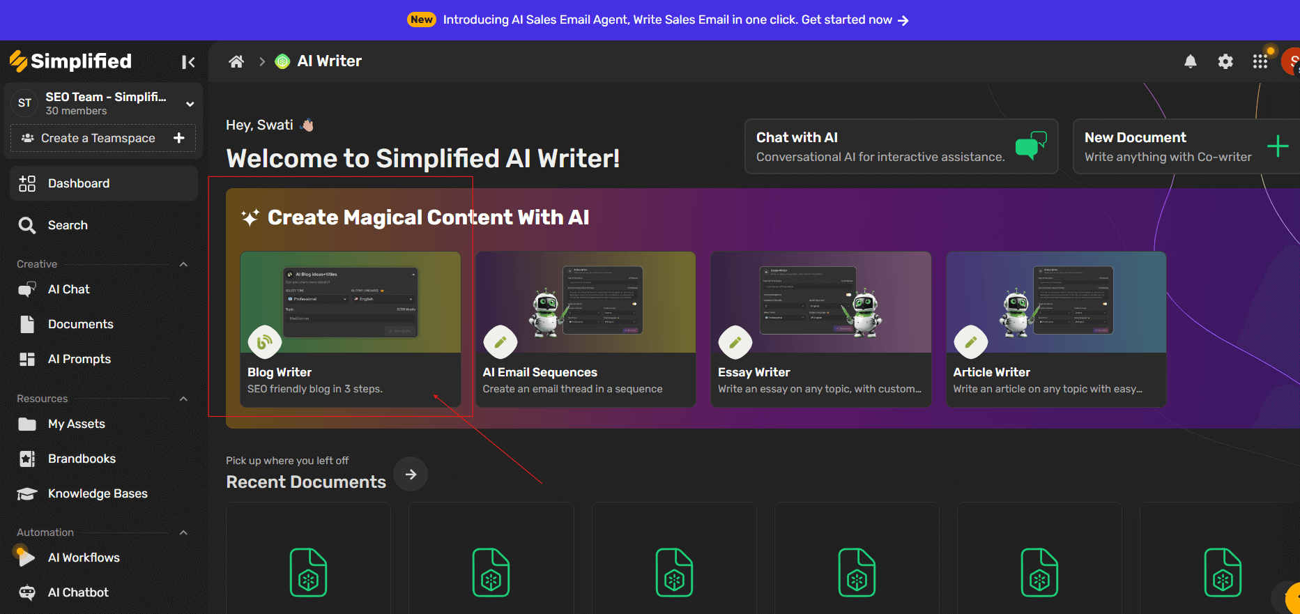 Simplified ai writer