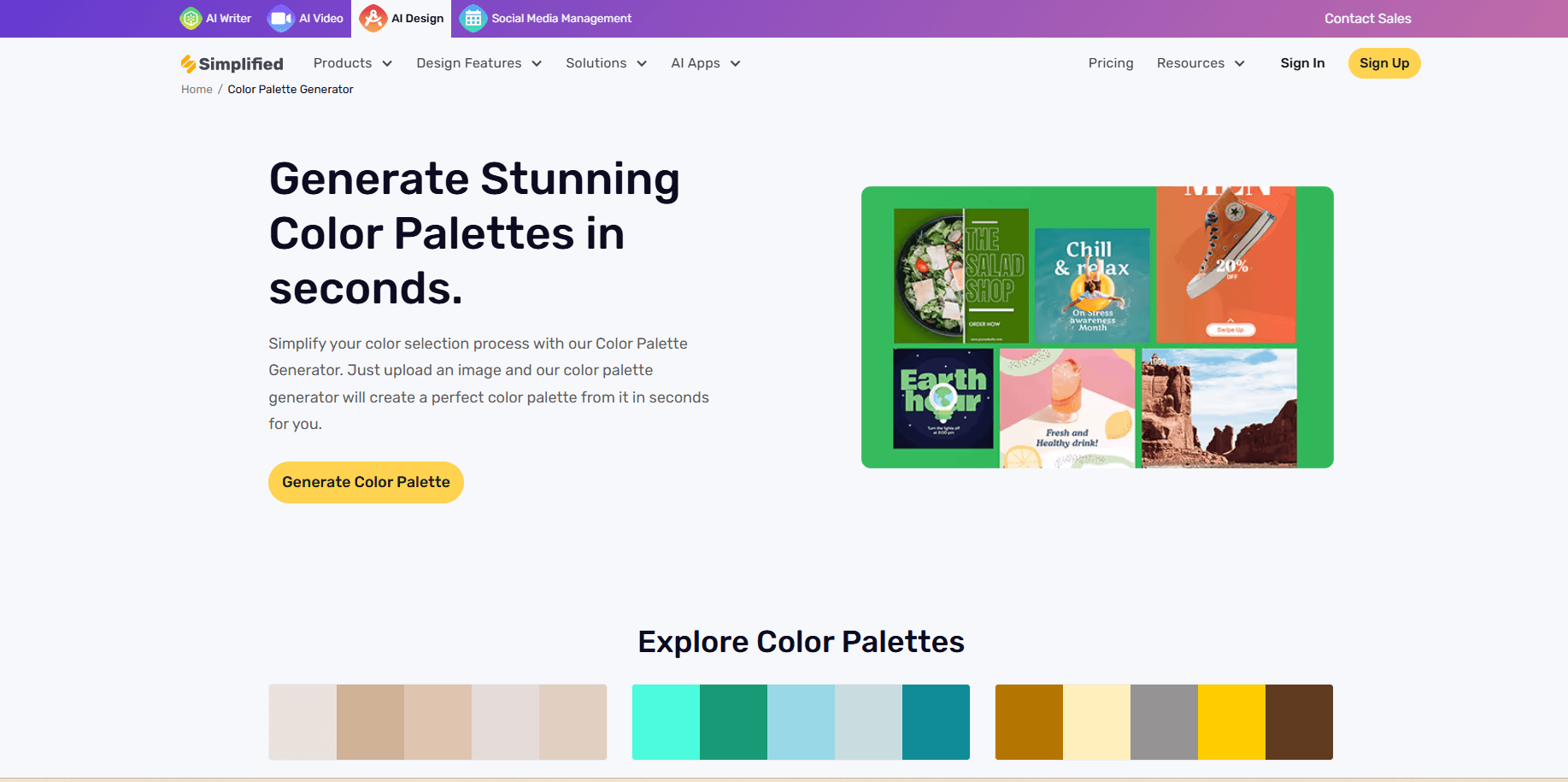 Simplified Color Palette Generator