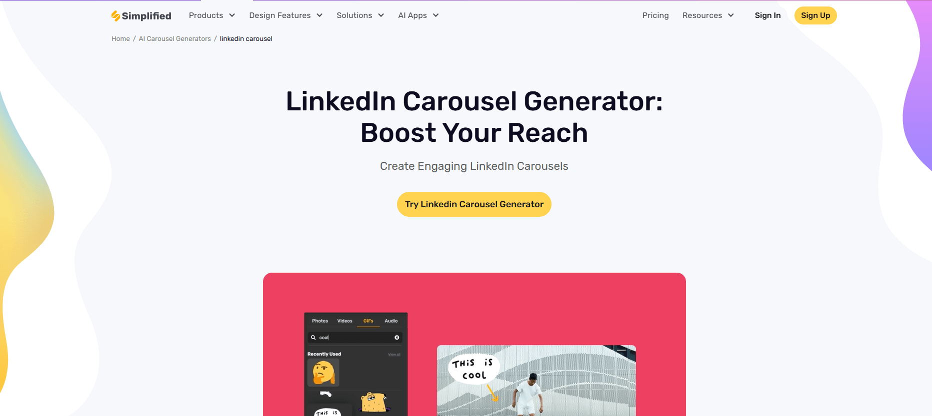 Simplified linkedin carousel generator